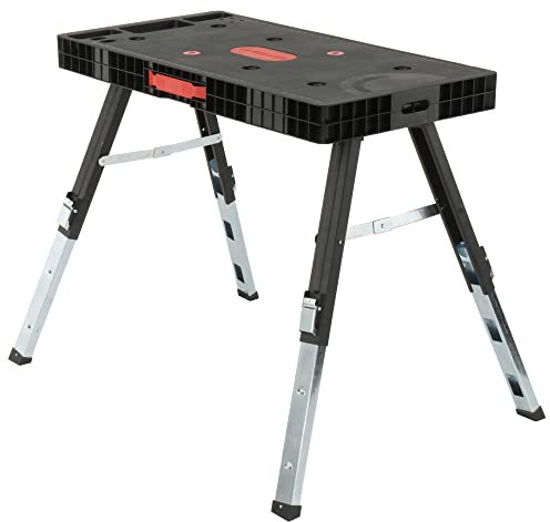 Bellota FWB01 - Faltbare, tragbare Werkbank mit 3 Stufen der Höhenverstellung (520 mm, 660 mm und 800 mm) - Schwarzes und rotes Design - Maximale Belastung 450 kg