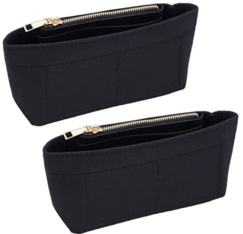 WADORN Inserto Organizer per Borse in Feltro, Organizer in Feltro per Borsetta Tasca Divisoria per Borse Multitasche Scomparti con Cerniera all'Interno della Borsa per Neverful Speedy, 19x10cm, Nero