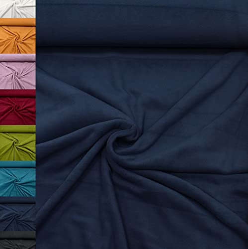 MAGAM-Stoffe Lisa Micro-Fleece Stoff uni Antipilling Meterware 50cm (16. Dunkelblau)
