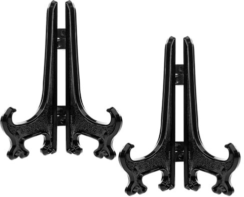 Funzhan 2pcs Schwarz Plastik Acryl Staffelei Fold-Display-Ständer Plastik Bilderrahmen Platten ständer Halter - 12.5 CM