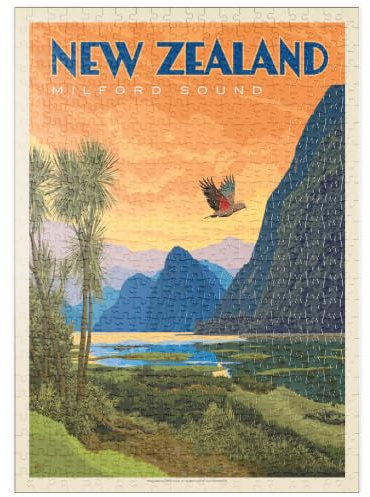 New Zealand: Milford Sound, Vintage Poster - Premium 500 pieces Puzzle - MyPuzzle special collection from Anderson Design Group