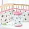 WYSWYG® Baby Nestchen Bettumrandung Babybett Umrandungen 70x140 cm Kinderbett - Hochwertiges Mesh Atmungsaktives Beistellbett - Gitterschutz Crib Schutz vor Einklemmen - Stern Muster Rosa