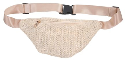 VALICLUD Bauchtasche Damen Imitation Stroh Gewebt Mini Gürteltasche Als Crossbody Tasche 12.20 X 6.30 X 0.79 Zoll Für Sommer Wandern Fahrradfahren Und Reisen