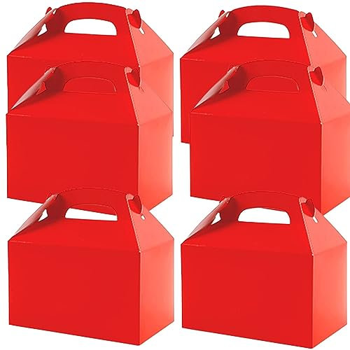 24 Pack Party Favor Treat Boxes Thickened Paper Gift Box Candy Snack Goodie Bag for Birthdays Wedding Holiday Baby Shower Graduations 15 * 9 * 9CM (Red)