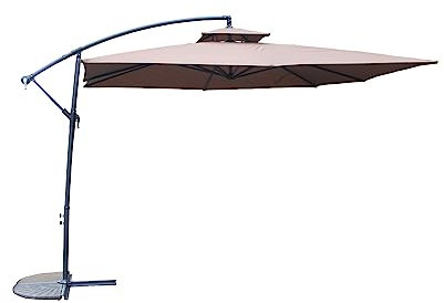 CONCEPT USINE | Parasol Déporté Carré Inclinable 3X3 m Capri Chocolat | Terrasse Balcon Jardin | Baleines Armature et Pied Acier | 100% Polyester | Réglable en Hauteur | Protection UV 50+ Waterproof
