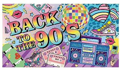 KALUROIL Annees 90 Bannières Rétro des Années 90 pour une Fête Inoubliable - Décoration de Fond d'Anniversaire, 90s R&B Hip Hop Déco - 180x110cm