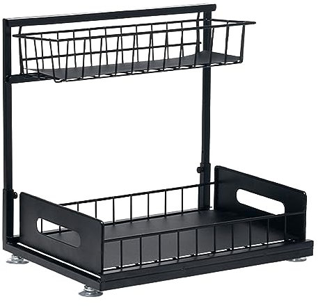 Rangement étagère sous Évier, Rangement Et Organisation De Cuisine,2 Niveaux Coulissant Etagere Sous Evier de Cuisine, Organisateur Sous Evier Cuisine,Multi-Usage Rangement Cuisine Sous Evier de Bain