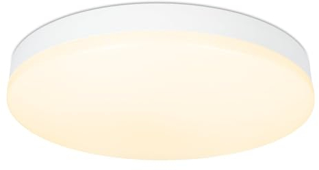 HOFTRONIC Lumi - LED Deckenleuchte Badezimmer 30 cm Weiß - 18W 1500 Lumen - 2700K Warmweiß - IP54 Wasserdicht - Deckenlampe für Wohnzimmer, Schlafzimmer, Keller und Küche