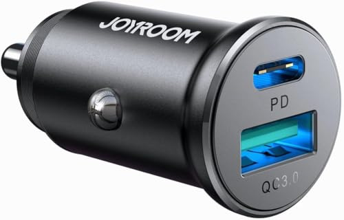 Joyroom Mini Car Ladegerät Doppel schnelles Ladegerät USB-C & USB-A 30W Schwarz