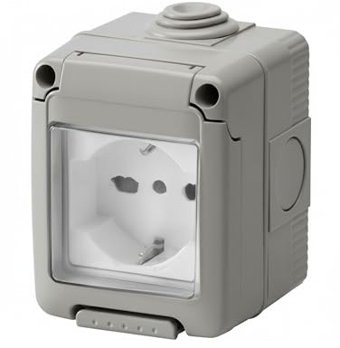 Contenitore Stagno 1 Modulo da Esterno IP55 Con Sportello Presa Schuko
