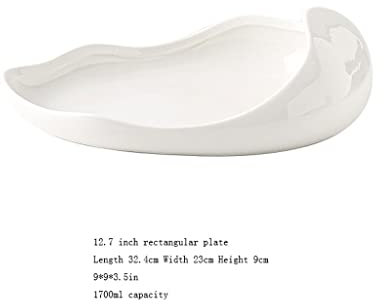 RUNZE765Z Platos Llanos Platos Blancos decoración del hogar Hotel Restaurante Plato de Postre de cerámica Cocina Plato de Cena de cerámica Platos Llanos(12.7 Inches)