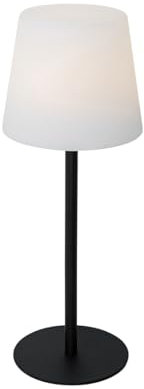 Qazqa - Modern Nachttischlampe | Tischleuchte I Tischlampe I Lampe I Leuchte Schwarz Wiederaufladbar Incl. LED und Dimmer IP54 - Jude Dimmer I Dimmbar I Außenbeleuchtung - Kunststoff Rund - I LED