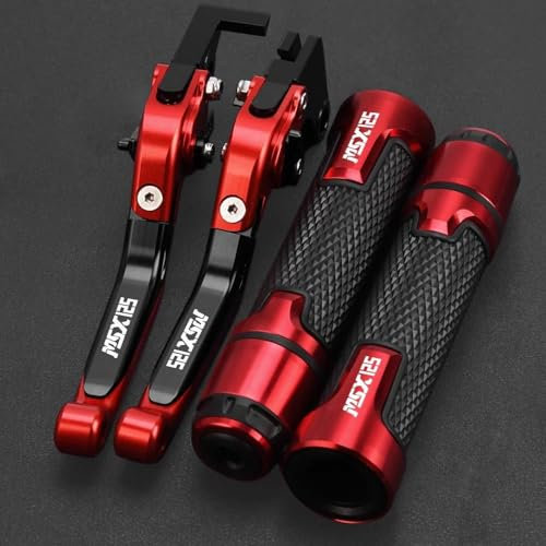 YYSMO Motorrad Einstellbare Bremse Kupplung Hebel Griff Lenker Griffe Für Hon&da MSX125 GROM MSX 125 2023 2022 2021 2020 2019 2018 2017 2016 2015 2014(Rot)