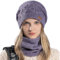 WANYI Damen Mütze Winter Beanie Slouchy Wintermütze Strickmütze Warme Mützen Schal Set mit Weichem Innenfutter für Herbst Winter Frühjahr (Lila)