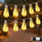 Redefun Catena Luminosa a LED per Esterni e Interni, 9M 16 LED Luci Esterno Impermeabile con Plug, 8 Modalità Lampadine Filo con Corda di Canapa per Natale, Giardino, Balcone, Terrazzo-Bianco Caldo