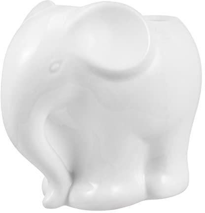 CIYODO Keramik Sukkulenten Blumentopf Elefanten Form Weiß Mit Abflussloch Für Wohnzimmer Büro Garten Deko Pflanztopf Cartoon Pflanzgefäß