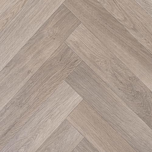Light Wood Herringbone Effect Magic Vinyl Flooring 2.8mm Thick Lino Roll Bathroom Kitchen (2m Wide x 2m Long)