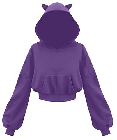 Gatto Vestito per le Donne Lanterna Manica Lunga Medievale Goth Kawaii Felpa con Cappuccio Felpa Donna 2024, K-198 Viola, S
