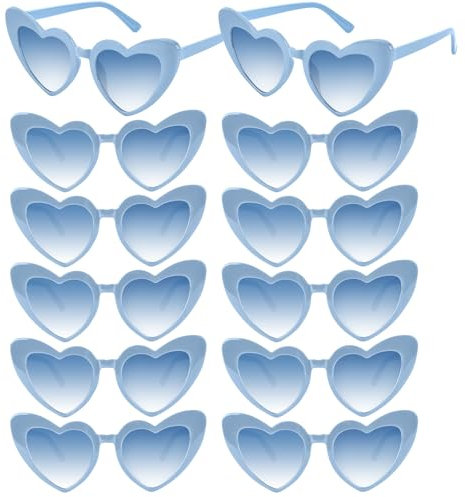 NACHLYNN 4/12/24 Stück Herzen Sonnenbrille, Retro Party Brille Damen Herren Polarisiert Love Herz für Hochzeit, Urlaub Feier, Outdoor & Foto-Shooting (12, Blau)