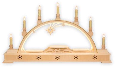 Volkskunstwerkstatt Unger Schwibbogen LED 64 cm für Sammelfiguren Echt Erzgebirge®