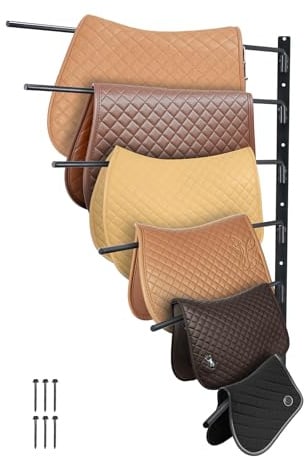 VEVOR Soporte para Sillín de Pared de 78,5 x 76,0 x 14,0 cm, Soporte para Sillín Abatible de Seis Niveles, Soporte para Mantas y Almohadillas para Caballos para Organizar el Cuarto de Aperos, Negro