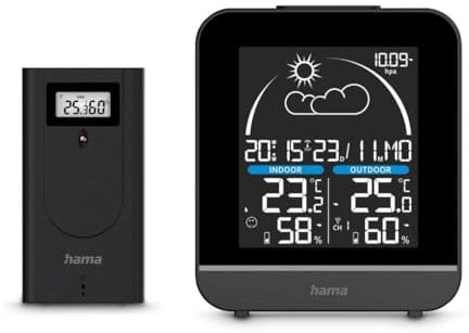 Wetterstation La Gomera, mit Außensensor, Funk, Wecker, Schwarz
