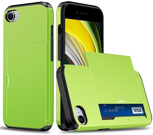 xinyunew Coque Portefeuille pour iPhone 6/iPhone 6s avec Porte-Cartes, Étui de Protection Téléphone Double Couche Antichoc, Fente Cachée Coulissante, Antichoc TPU+PC Housse Portefeuille - Vert
