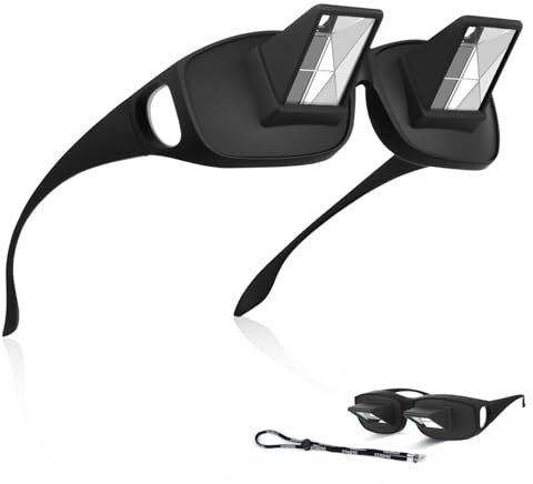 Qianyou Lazy Glasses, Lazy Readers Brille, HD 90 Grad Horizontales Optisches Prisma Brille, Leichte Spiegelbrille zum Liegen Lesen und Fernsehen/Handy im Bett ansehen, Black