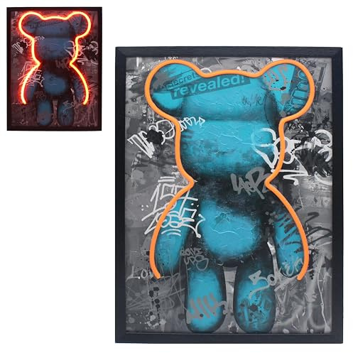 L & P Home & Gifts Lesser & Pavey Street Bear Wall Art | Urban Neon LED Graffiti-Inspired Decor | Bold Street Style Statement Piece | Cool Wall Art for Teen Rooms, Studios, Lounges & Creative Spaces