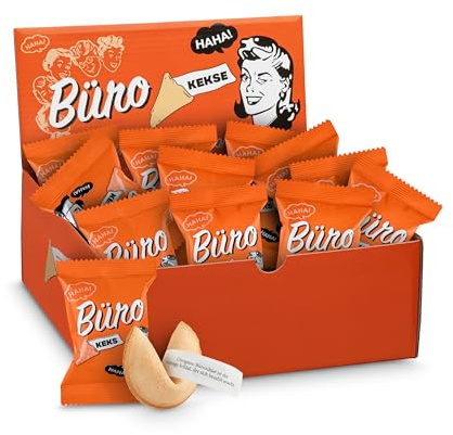 Glückskekse Büro 25er Box als Geschenk Büro Glücks-Kekse Kollegen Glückskekse Büro mit scherzhaften und bürotypischen Sprüchen als Geschenk für Kollegen und Mitarbeiter | vegan und made in Germany