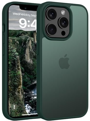 Andwing Matt Hülle für iPhone 14 Pro 6.1 Zoll, Militärstandard FallSchutz Handyhülle für iPhone 14 Pro, Mattierte Durchscheinende Rückseite Schutzhülle, Anti-Fingerabdruck Kratzfest Grün