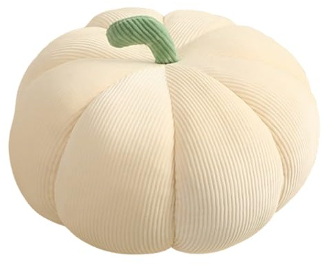 champracer Kürbis Überwurfkissen,Kürbis Kissen Rundes Kissen Samt Kürbiskissen,3D Kürbis Deko,Halloween Plüsch Kürbis Kissen Gemütliche,Halloween Kürbis, Halloween dekoratives Kissen (Beige,18cm)