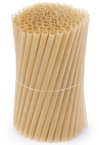 100 Stück Zuckerrohr Strohhalme, Trinkhalme für heiße und kalte Getränke, Kaffee, Cocktails, Saft, Heimgeschenk, Strandparty, Naturbraun