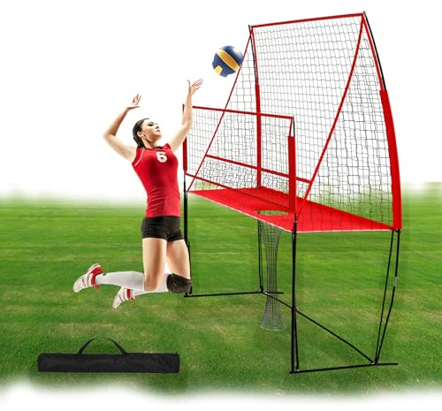 YUZINO 3-in-1-Volleyballnetz, Trainingsnetz, verstellbare Höhe, 3 Ebenen, Volleyball-Netz, Outdoor, Volleyball-Übungsausrüstung mit Ballrückführung, perfekt für Stadion, Strand, Match