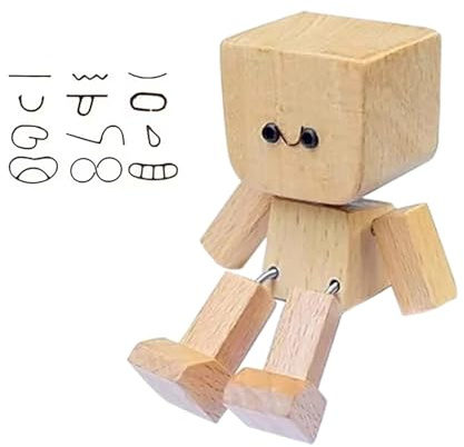 Wackelnder Holzmann, Lustige Holzfigur Mit Magnetischen Ausdrücken, Handgefertigte Wackelnder Holzfigur-Männchen Wackelfüße, Holzmännchen Beweglich Für Auto-Armaturenbrett, Kleine Geschenker