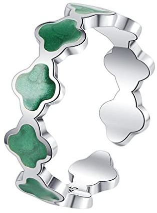 RZRPYFMM Grüner Avocado-Ring für Damen aus S925 Sterlingsilber, einfacher und eleganter Ring aus Sterlingsilber, 8, Silber, Kristall