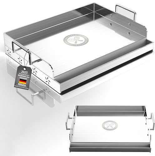 Grille universelle en acier inoxydable avec support de chauffage uniforme, grille pour grills au gaz et au charbon de bois - haut plat universel, pour grills, camping, taillgating et fêtes (Moyen)