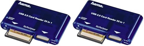 Hama Kartenleser USB 2.0-35-in-1 (Kartenlesegerät, Card Reader SD/SDHC/SDXC, CF, microSD/SDHC/SDXC, USB 2.0) blau (Packung mit 2)