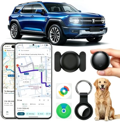 GPS Tracker Auto, Magnetischer GPS Tracker ohne ABO für Android und iOS, Air Tracker Smart Tag IP67 Wasserdicht Versteckter GPS Tracker für Autos/Fahrräder/Motorräder