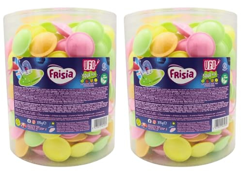 Bulk Flying Saucer Sweets Fruit Flavoured Sherbet Filled Citric Wafers Vegan & Gluten Free Fizzy Sweets for Halloween Trick or Treat Party Bag Fillers & Candy Sweets Kids Birthday (2 x 375g)