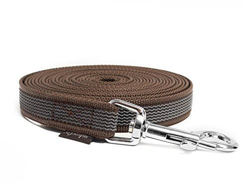 Mystique® Gummierte Schleppleine 20mm mit Handschlaufe Standard Karabiner braun 5m