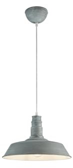 Reality Leuchten R30421078 Will, Pendelleuchte, Metall, E27, betonfarbig, 36 x 36 x 150 cm