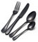 Buyer Star 4 Piezas Juego de Cubiertos Utensilios Negro Cubertería Conjunto utensilio Acero Inoxidable Cuchara Cuchillo Tenedor Cucharilla Cuberterías combinadas