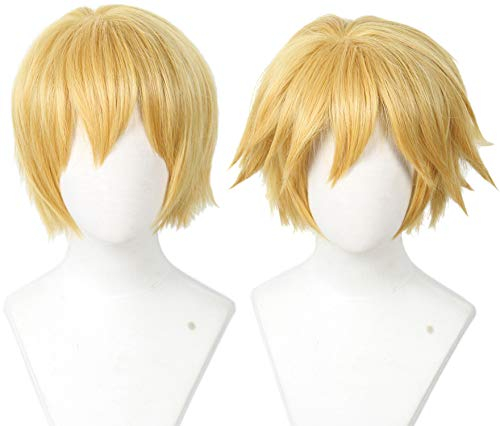 Linfairy Kurze Blonde Cosplay Perücke Kostüm Katzen für Herren