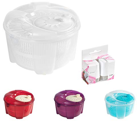 Mabel Home Salatschleuder, Salattosser und Mixer, 5,5 Quart, Gemüseschleuder, extra Salz- und Pfefferstreuer inkl. (weiß)