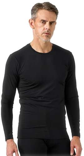LAPASA Haut Thermique Homme Maillot de Corps à Manches Longues sous-Vêtements Chauds Automne/Hiver M09 Noir (1 Haut) XXL