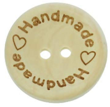 50 Stück Holzknöpfe natur handmade mit Herz 25mm, rund, 2-Loch Knopf Knöpfe aus Holz mit Herz-Muster zum aufnähen annähen nähen scrapbooking und Dekorationen