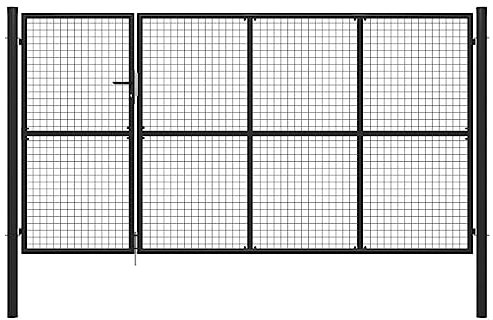 vidaXL Gartentor Gartentür Zauntür Hoftor Gartenpforte Zauntor Hoftür Gartenzaun Pforte Tor Metalltor Einfahrtstor Stahl 350x150cm Anthrazit