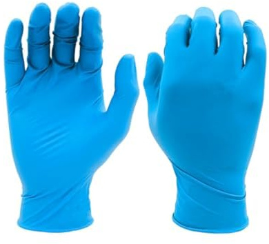 SHOWA 7502PF Biodegradable, 100% nitrilo, sin polvo, sin acelerador, guantes desechables de 240 mm de largo, 0,06 mm de grosor, azul, S