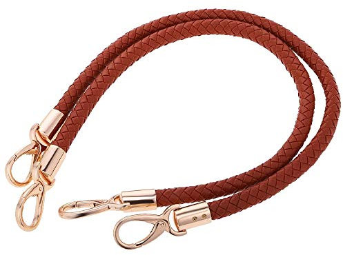 POFET 1 paio di maniglie di ricambio per borsa a tracolla, manici in pelle intrecciata con ganci girevoli in metallo, colore marrone